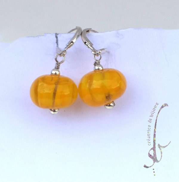 Boucles d'oreilles jaunes verre de Murano