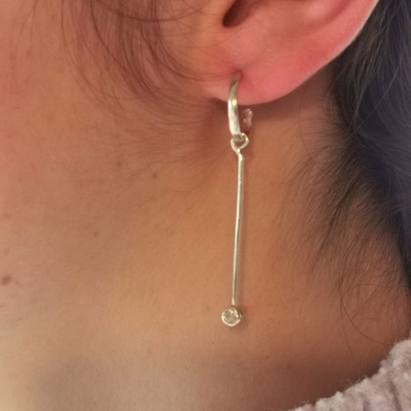 Boucles d'oreilles pendantes argent et grenat et Morganite "I love you" – Image 12