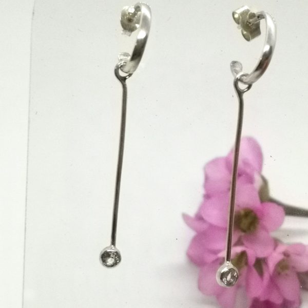 Boucles d'oreilles pendantes argent et grenat et Morganite "I love you" – Image 11