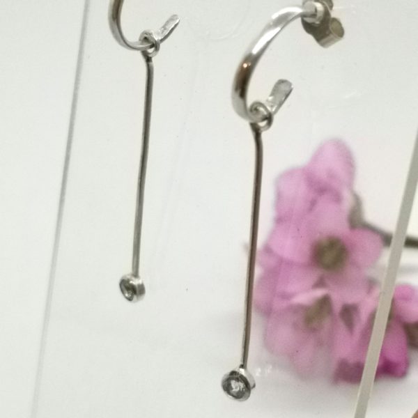 Boucles d'oreilles pendantes argent et grenat et Morganite "I love you" – Image 10