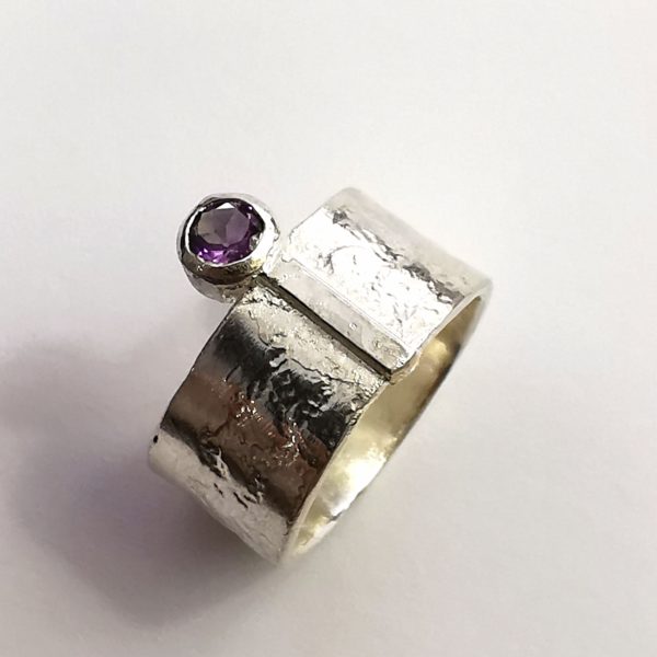 Bague argent "dentelle" améthyste – Image 2