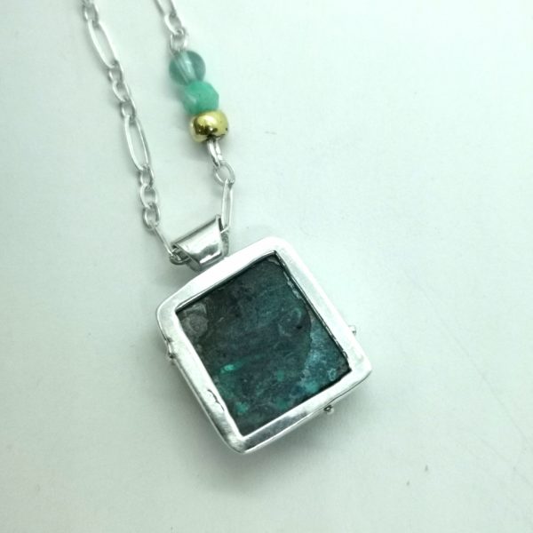 Pendentif  pour femme en argent "Lumières du Gange" – Chrysocolle, or et argent – Image 6