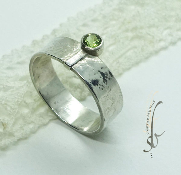 Bague argent péridot pierre fine