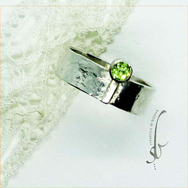 Bague argent "dentelle" Péridot T64 – Image 2