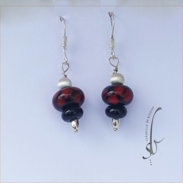 Collier noir et rouge Verre de Murano sur cable argent 925 – Image 4