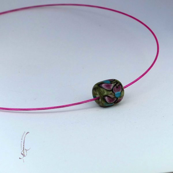 perle en verre de murano vert mauve