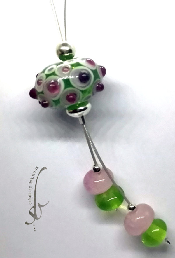 pendentif argent et perle de verre