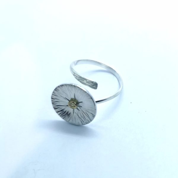 Belle bague Bague "Marguerite" argent et or réglable – Image 2