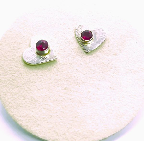 "I love you" Boucles d'oreilles argent et grenat