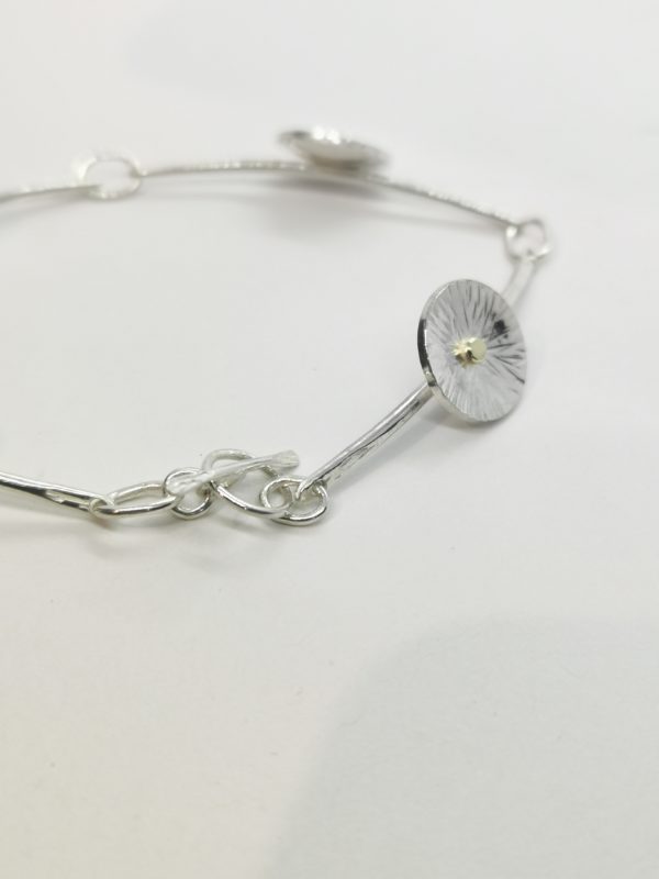 Magnifique Bracelet gourmette "marguerite" en argent et or – Image 2