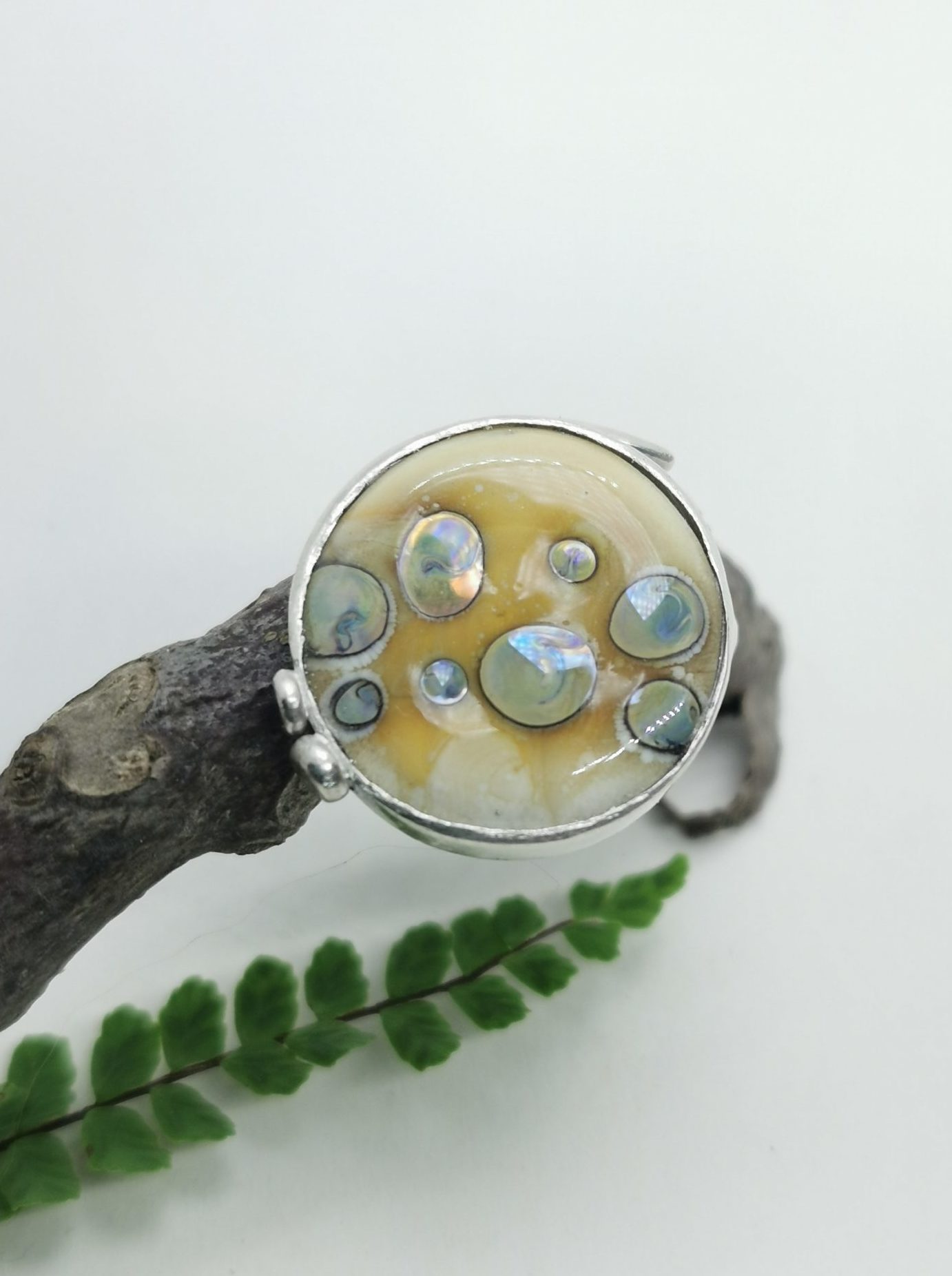 Bague argent et perle de verre