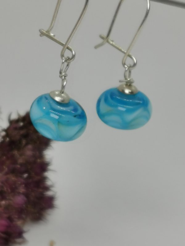 Boucles d'oreilles verre de murano bleu turquoise – Image 2