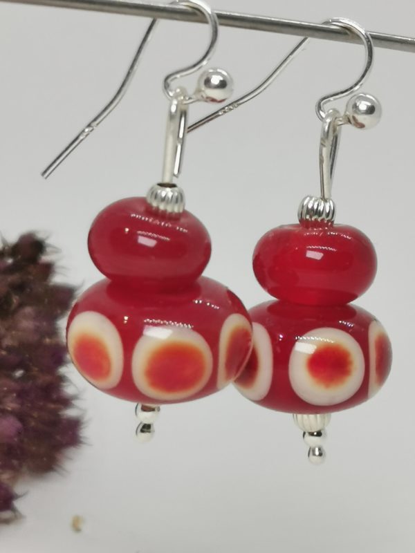 Boucles d'oreilles rouge verre de Murano – Image 2