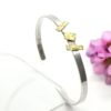 Bracelet argent et barrettes feuilles d'or
