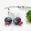 Boucles d'oreille pendantes femme perle de verre de murano brique et bleu – Image 4