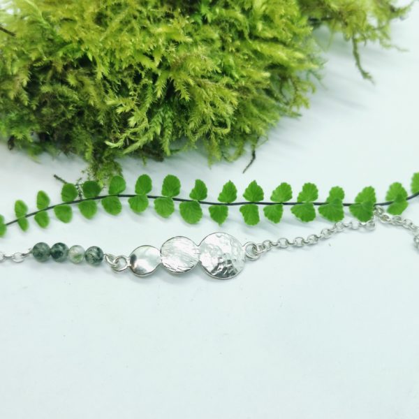 Bracelet gourmette délicat et fin pour femmme en argent et perles d'agates – Image 2