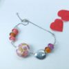 Bracelet "amour de perle" argent et perles de verre de murano rose et orange