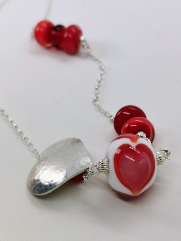 Collier"amour de perle" argent 925 et perles de verre de Murano rouge – Image 4