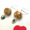 Boucles d'oreilles  "amour de perle" argent 925 et verre de murano rose dorée