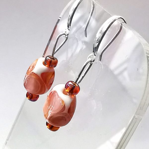 Boucles d'oreilles argent et verre de Murano "éclats framboise" – Image 4