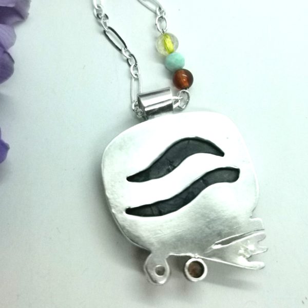 Pendentif en argent "Lumières du Gange" –  Azurite, Citrine & Grenat sur argent – Image 3