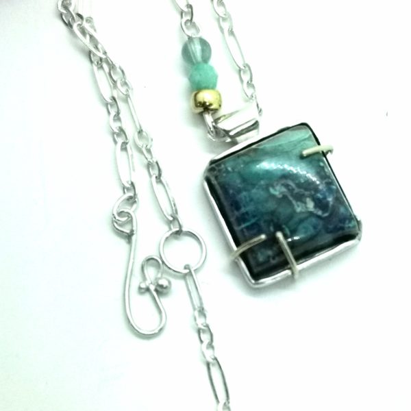 Pendentif en argent "Lumières du Gange" –  Azurite, Citrine & Grenat sur argent – Image 9